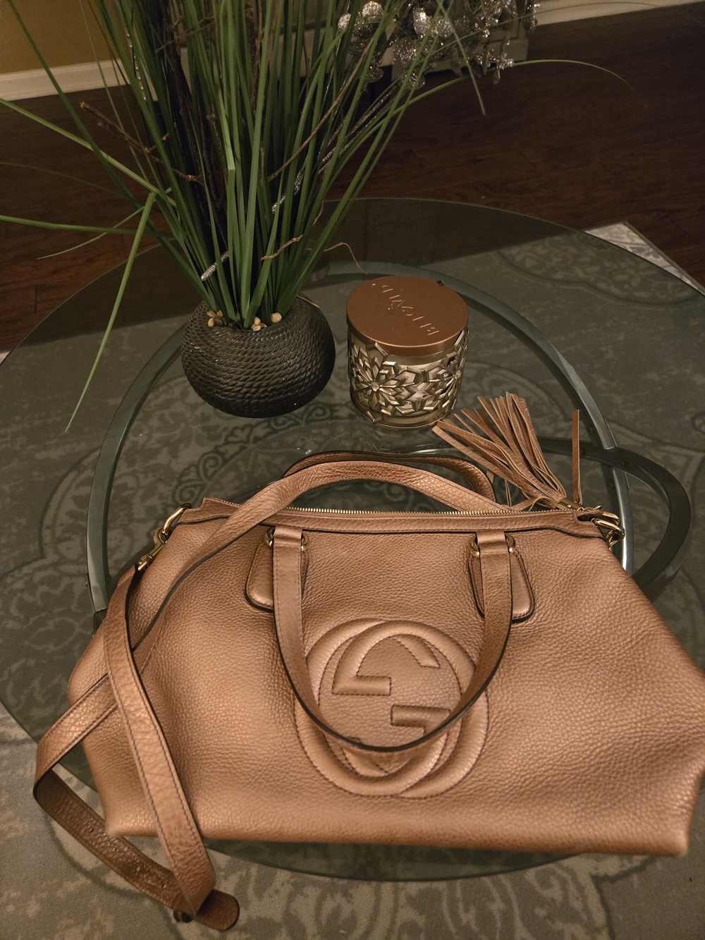 Gucci Metallic Copper/Brown Soho Disco Shoulder Bag with Tassel